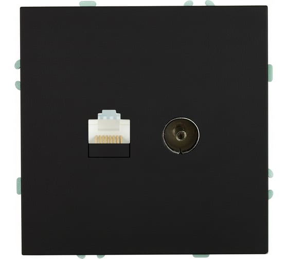 Изображение товара Розетка TV + компьютерная RJ-45 (механизм) STEKKER RST00-5106-05, серия Эмили, черный уголь, soft touch, 49846