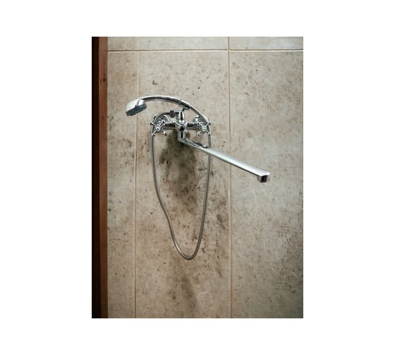 Изображение товара Смеситель для ванны Rainsberg с длинным изливом, двухручковый, полный комплект R50223F-1