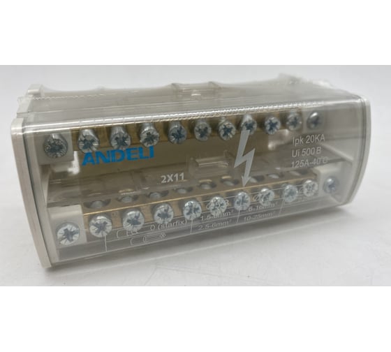 Изображение товара Шина "N" нулевая ANDELI на DIN-рейку в корпусе 2x11 групп ADL16-271