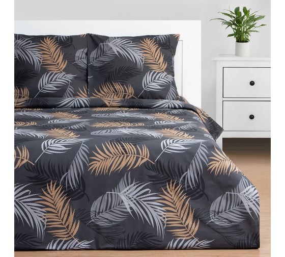 Изображение товара Комплект постельного белья Этель 2 сп Flying leaves 175х215 см, 200х220 см, 70х70 см -2 шт, поплин 9233648