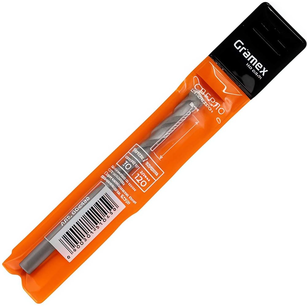 Изображение товара Сверло ударное по бетону и камню 10x120 мм Gramex мощное и долговечное