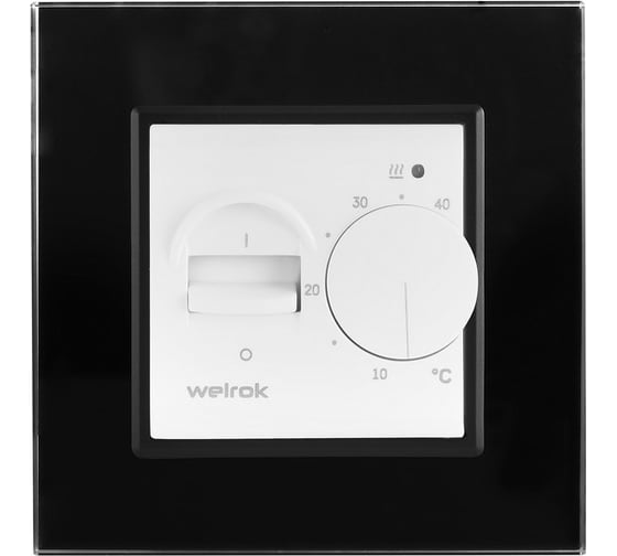 Изображение товара Терморегулятор LIVOLO Welrok MEX для рамки  с механическим управлением, датчик пола 3 м, белый с черной рамкой WMEX-C701TM-11 BK
