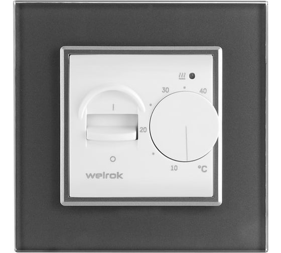 Изображение товара Терморегулятор LIVOLO Welrok MEX для рамки  с механическим управлением, датчик пола 3 м, белый с серой рамкой WMEX-C701TM-11 GY