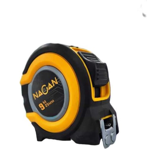 Изображение товара Рулетка NAGAN 9м*25мм, пластик АБС, прорезиненная, 2-сторонняя НГ-РИ-32-090-25