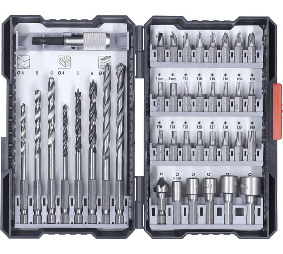 Изображение товара Набор бит, сверл, головок, 39 предметов, кейс kwb 108955