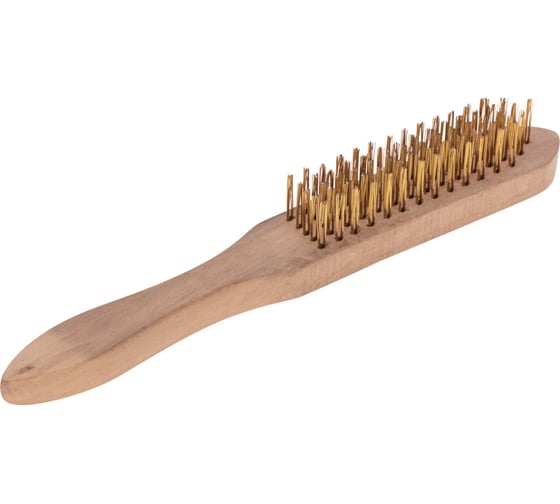 Изображение товара Щетка по металлу KRANZ с деревянной ручкой, 5 рядов, 280 мм KR-91-1258