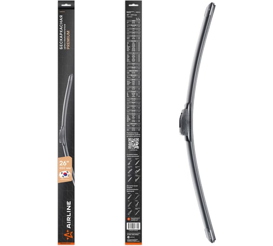 Изображение товара Бескаркасная щетка стеклоочистителя Airline PREMIUM 650 мм (26") 5 адаптеров AWBP012