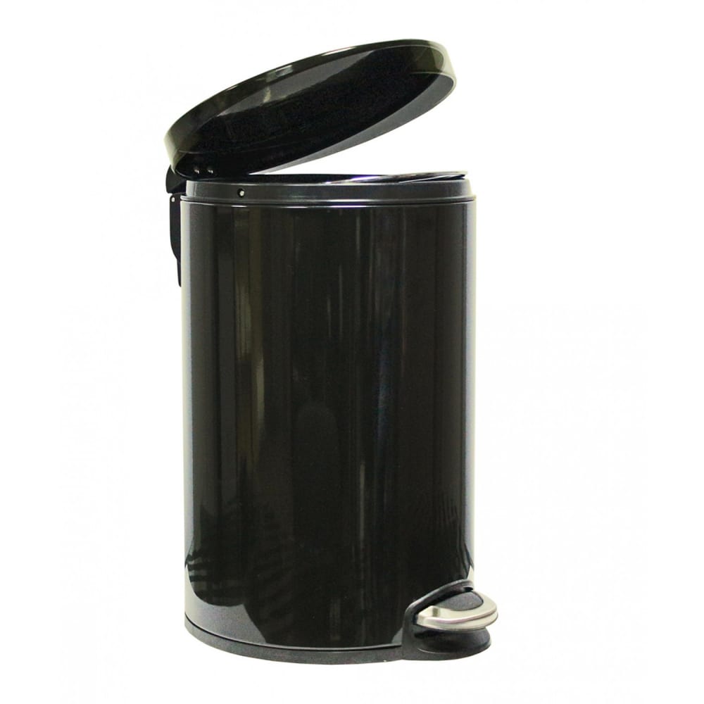фото Корзина для мусора eko lux, с педалью, 12 литров, эмалированная сталь, черная wp12lb