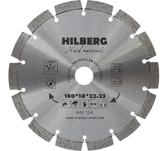 Изображение товара Диск алмазный отрезной Hilberg 180x22.23 Hard Materials Laser HM104