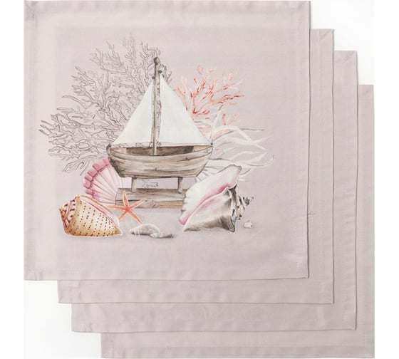 Изображение товара Набор салфеток Этель Коралловый риф 40x40см-4 шт. , 100% хл. , 190 г/м2 10362063