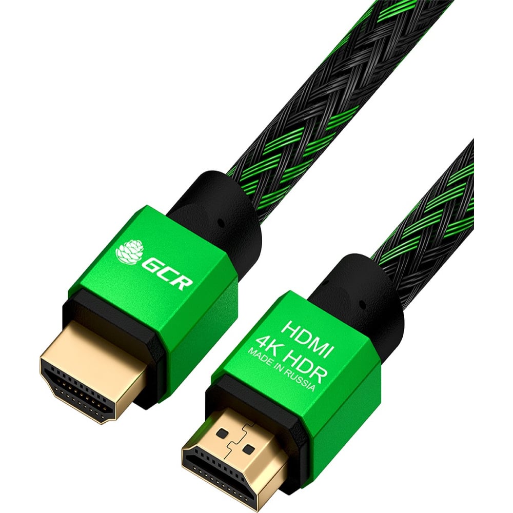 фото Кабель hdmi 2.0 gcr 2.0m bicolor нейлон al корпус зеленый hdr 4на2на2 viv51i486