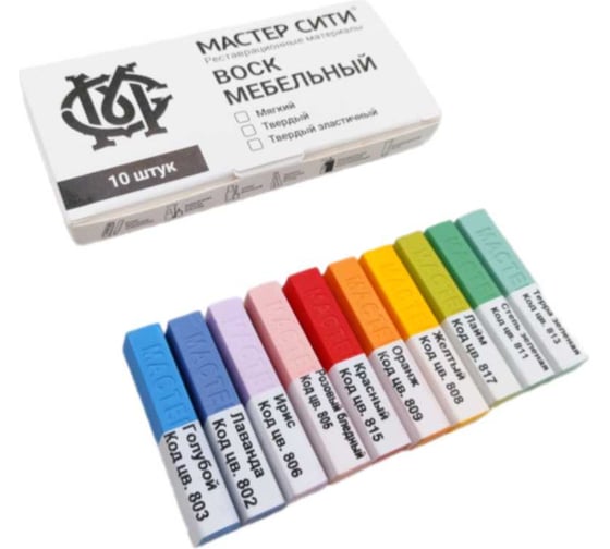 Изображение товара Воск для мебели Мастер Сити твердый 10 цветов Цветные 2023009