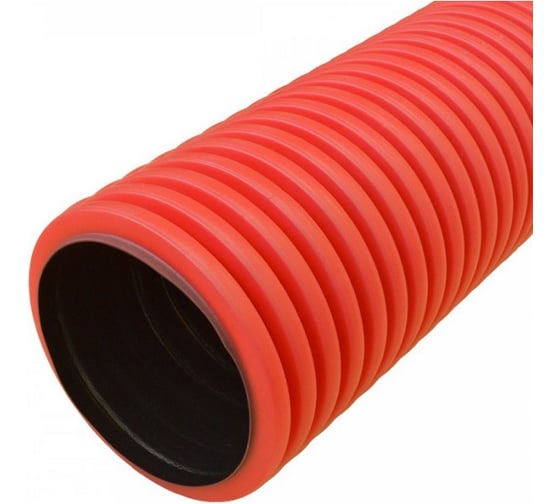 Изображение товара Труба гофрированная жесткая Промрукав двустенная ПНД тип 1250 (SN18) красная d160 мм 6м. PR15.01047