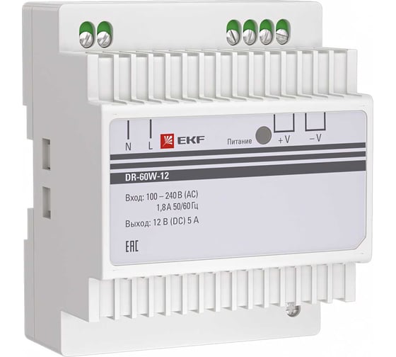 Изображение товара Блок питания EKF 12В PROxima dr-60w-12