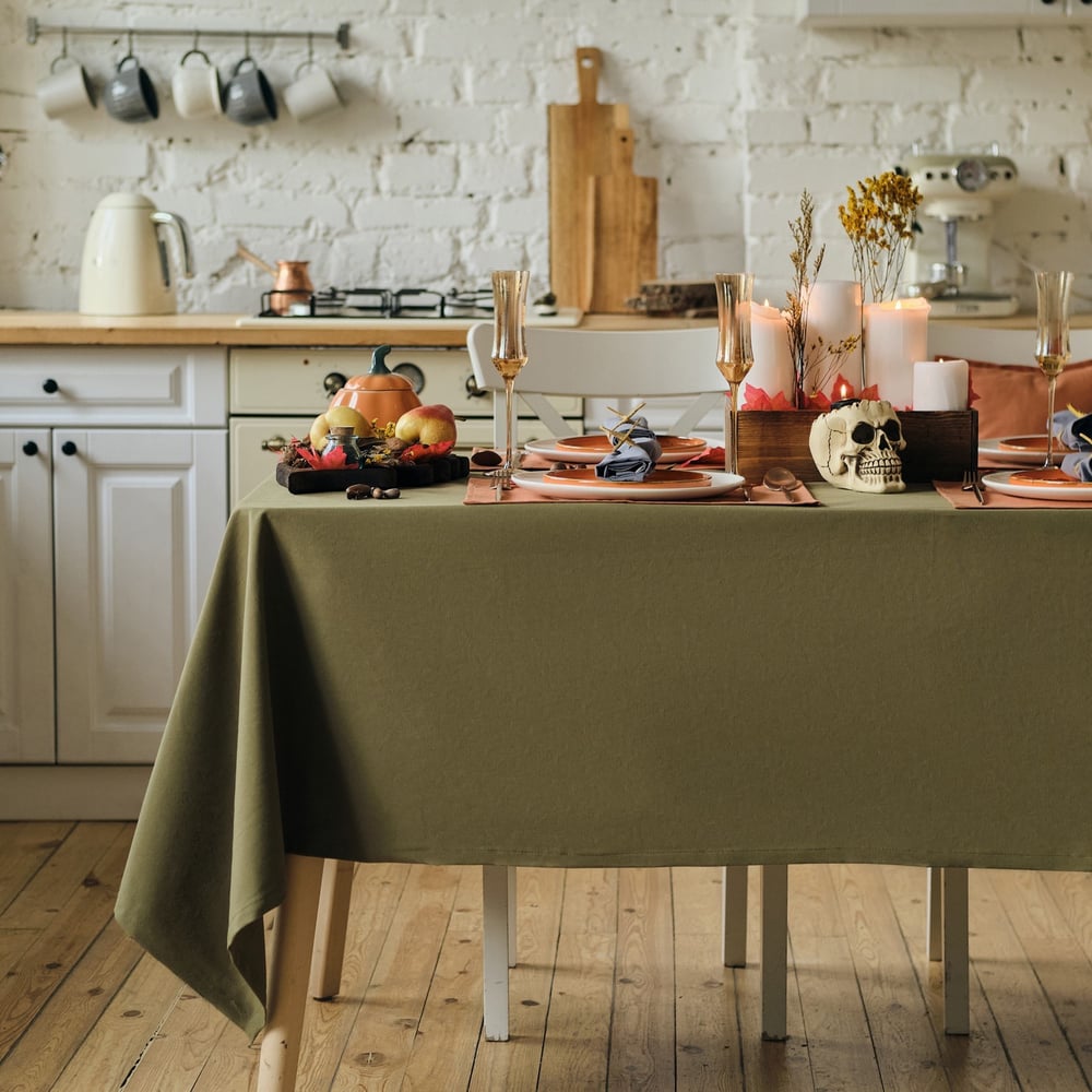 Изображение товара Скатерть Этель Kitchen 150x180 см, зеленая, саржа, нескользящая