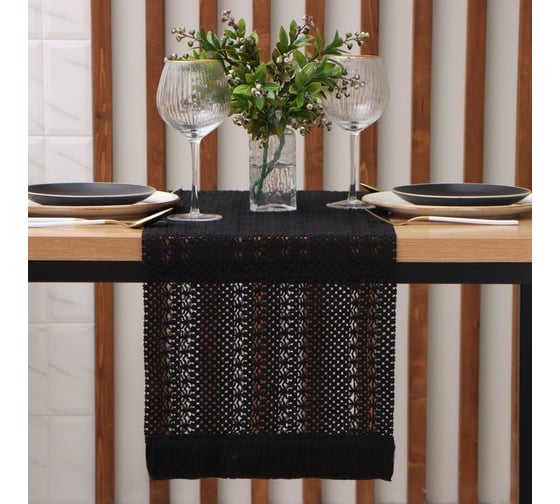 Изображение товара Дорожка Этель цвет черный 30х180 см, 50% хлопок 50% п/э 10086105