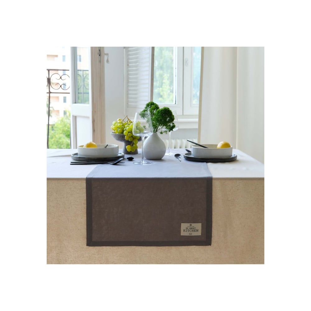 Изображение товара Дорожка Этель ECO серого цвета 40х136 см из хлопка и льна