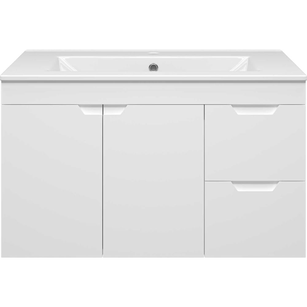 Изображение товара Подвесная тумба для ванной Misty Оптима 90 с ящиками и дверцами белый глянец