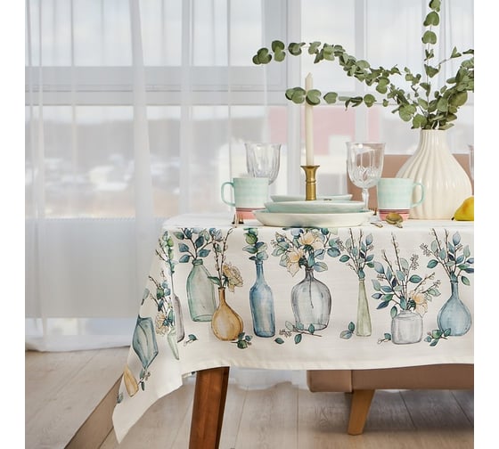 Изображение товара Скатерть Этель Flower mood 146x220см, 100% хл, репс 210 г/м2 7578570