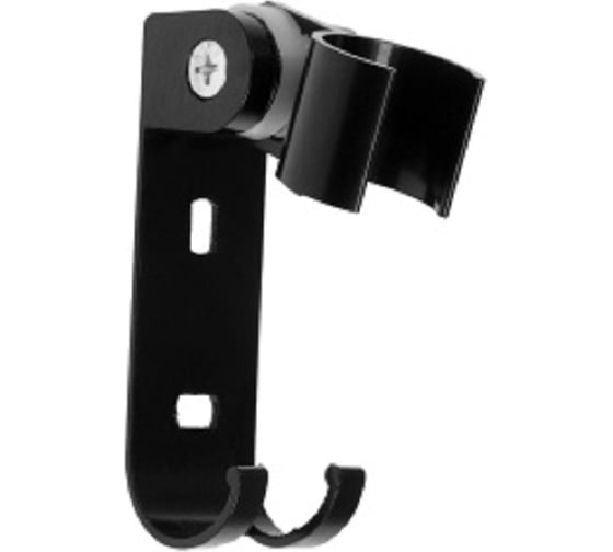 Изображение товара Держатель для душевой лейки/кронштейн GRIALE черный с крючком, алюминиевый GR6996276