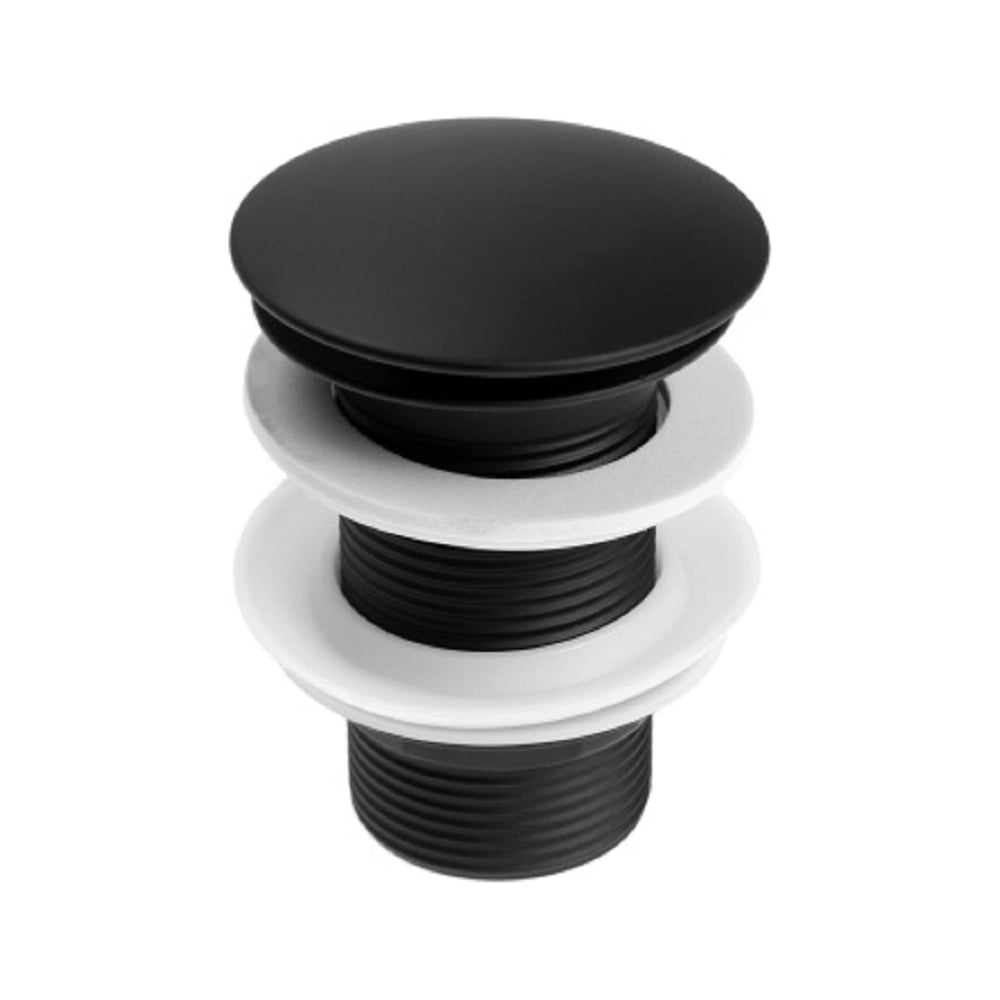 Изображение товара Донный клапан GRIALE 1 1/4 без перелива из нержавеющей стали черный матовый