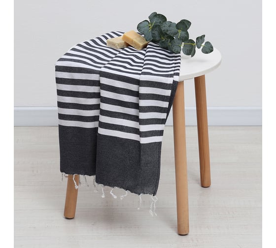 Изображение товара Полотенце пештемаль LoveLife Marine, цвет черный, 75x170 см, 80% хл, 20% пэ, 190 г/м2 10424759