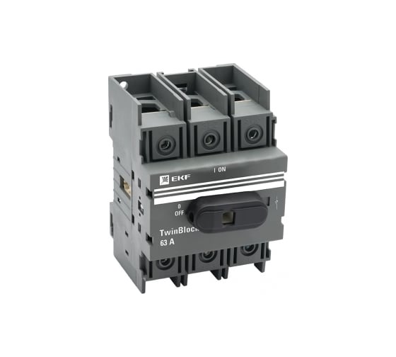 Изображение товара Рубильник c рукояткой управления EKF, 63A 3P для прямой установки TwinBlock tb-63-3p-f