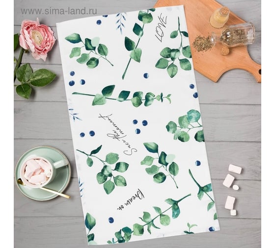 Изображение товара Полотенце Доляна Eucalyptus 35x60 см, 100% хлопок, 164 г/м2 4682754