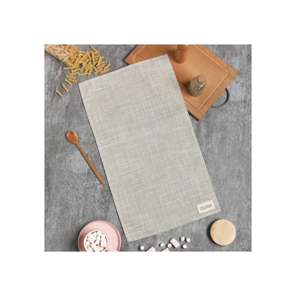 Изображение товара Полотенце Доляна Душевная кухня 33x60 см серое рогожка 158 г/м²