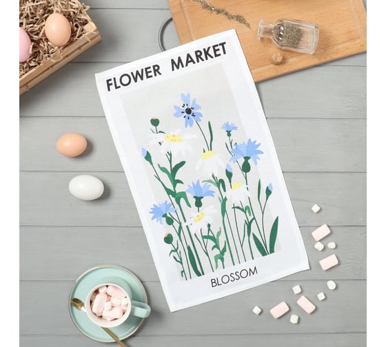 Изображение товара Полотенце кухонное Доляна Цвети 28x46 см, рогожка, 100% хл, 160г/м2 10202608