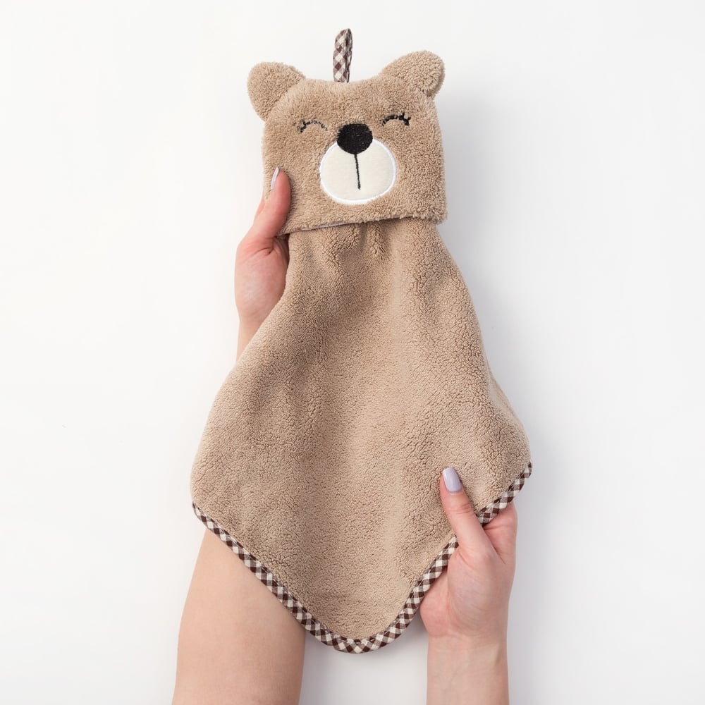 Изображение товара Кухонное полотенце Мишка 30x30 см микрофибра бежевое Доляна