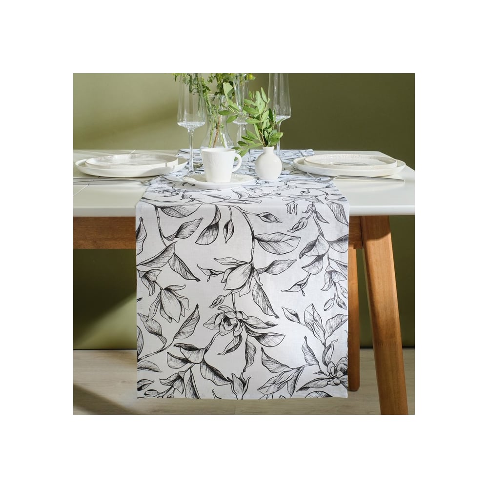 Изображение товара Дорожка Доляна Plant leaves 40x146 см, 100% хл, рогожка 164 г/м2 9322530