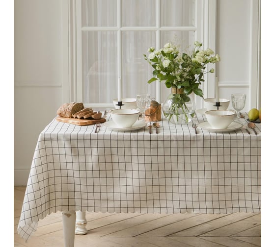 Изображение товара Скатерть Доляна Клетка 145x145±3см, 100% пэ, рогожка 130 гр/м 5985627