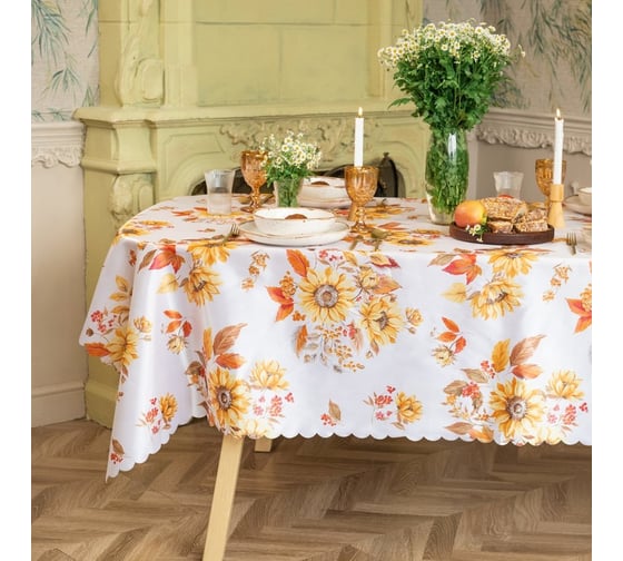 Изображение товара Скатерть Доляна Подсолнухи 145x180 см, 100% п/э 10389087
