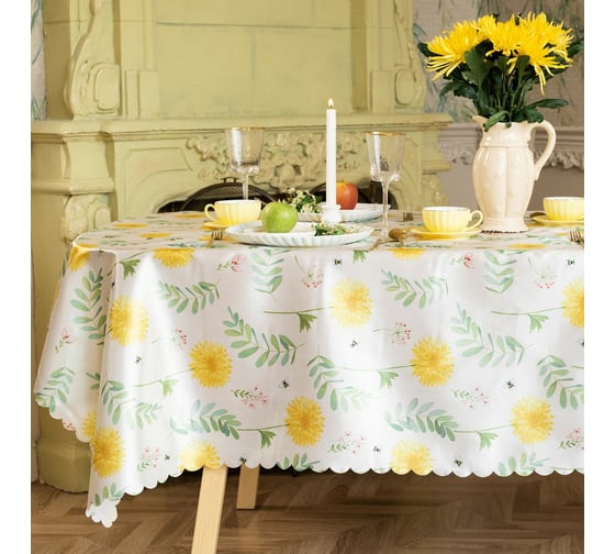 Изображение товара Скатерть Доляна Уellow flowers 145x220 см, 100% п/э 10389111