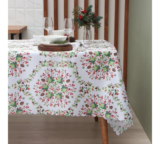 Изображение товара Скатерть Доляна Хвойный узор 145х180 см, 100% п/э 9580631