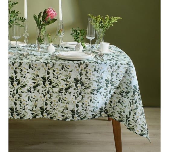 Изображение товара Скатерть Доляна Apple flowers 146x110 см, 100% хл, рогожка 164 г/м2 9322504