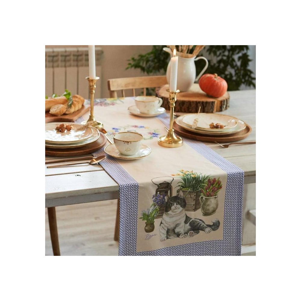 Изображение товара Дорожка Этель Уютные коты 40х146 см, хлопок саржа, нескользящая, современный дизайн