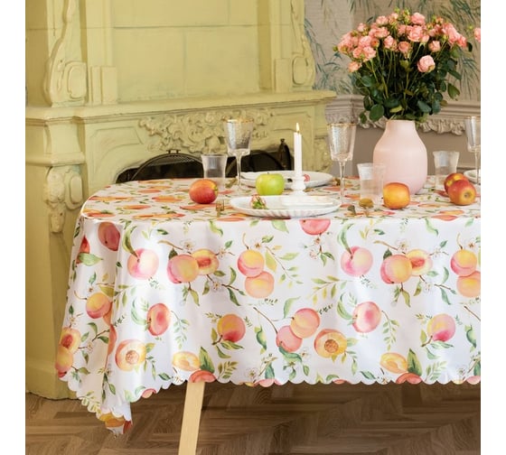 Изображение товара Скатерть Доляна Персики 145x300 см, 100% п/э 10389098