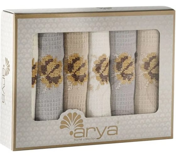 Изображение товара Набор кухонных полотенец Arya Home 30x50 6 предметов Fiona бежевый, кремовый, капучино 8680943210715