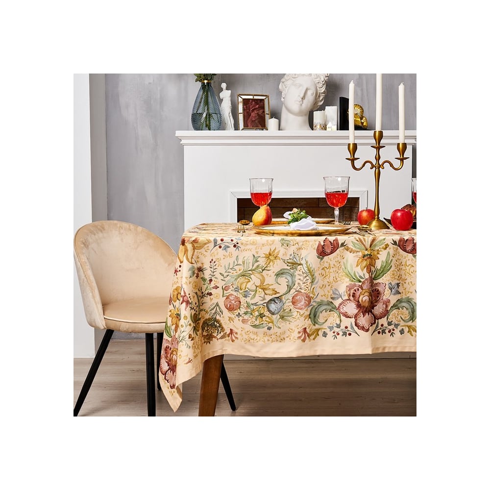 Изображение товара Скатерть Этель Floral pattern 147х112 см водоотталкивающая нескользящая