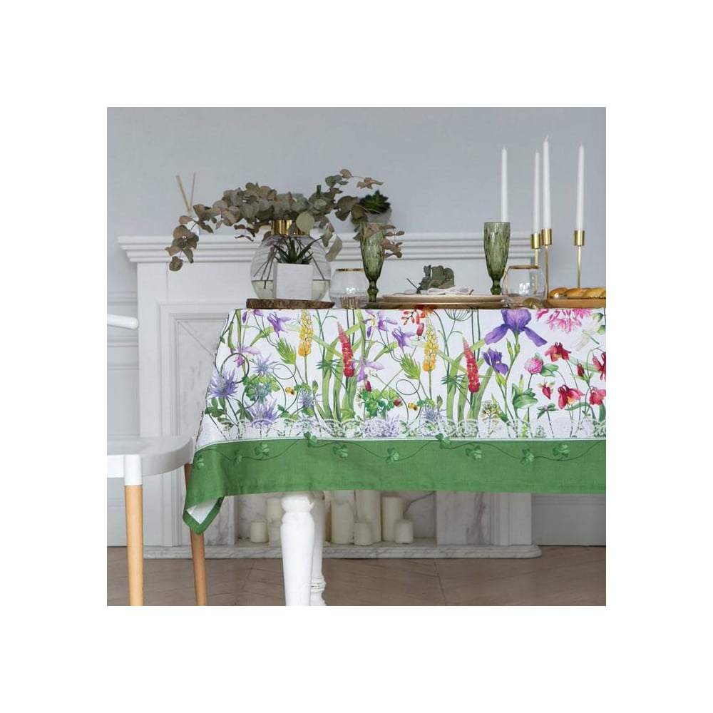 Изображение товара Скатерть Этель Луговые цветы 220x150 см саржа нескользящая яркая
