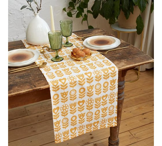 Изображение товара Дорожка на стол Этель Yellow garden 40x149см, 100% хл, саржа 190 г/м2 6756620