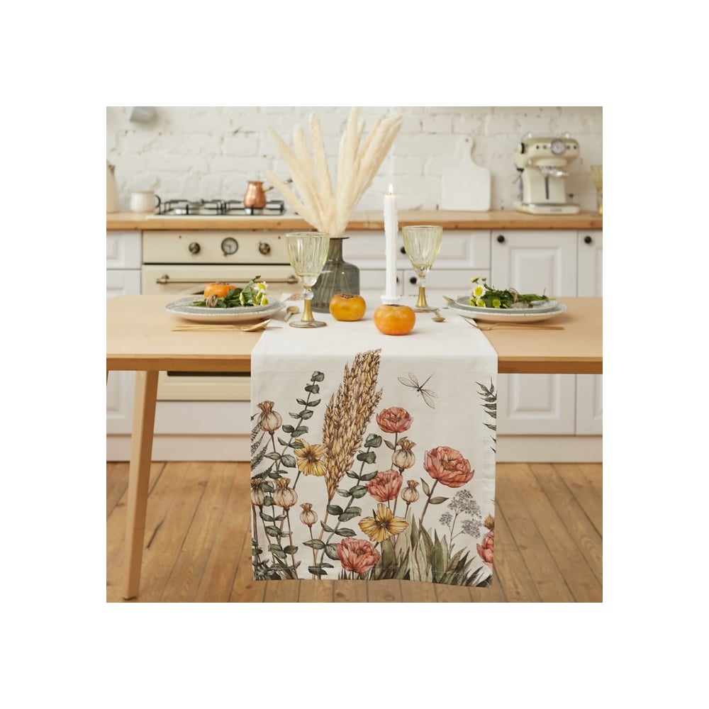 Изображение товара Дорожка на стол Этель 40x149 см из репса с цветочным дизайном