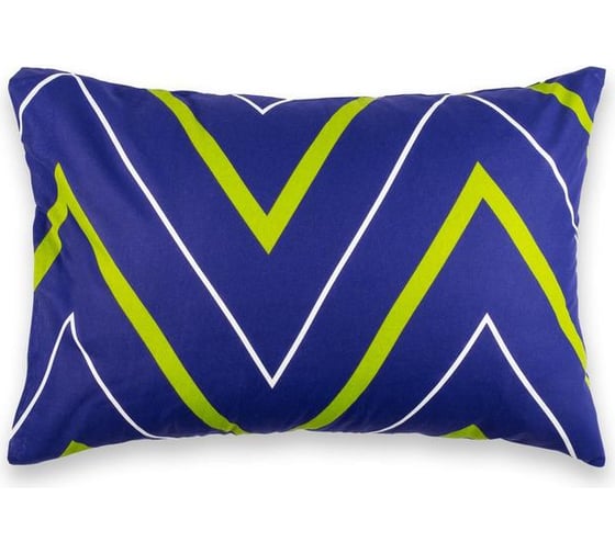 Изображение товара Наволочка Этель Зелено-синие зигзаги 50х70, 100% хлопок, поплин, 125 г/м2 3639594