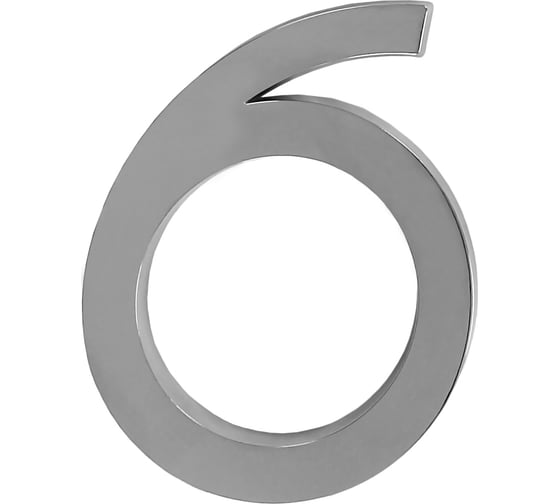 Изображение товара Номер дверной самоклеящийся Trodos цифра "6", модерн, хром 209030