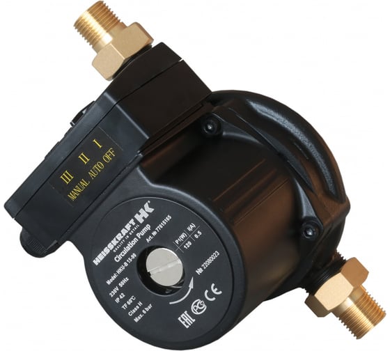 Изображение товара Насос Heisskraft HKU-B 15-120, 1x230 В, G 3/4", PN 10, 200 мм, кабель 1.5 м с вилкой 77615166