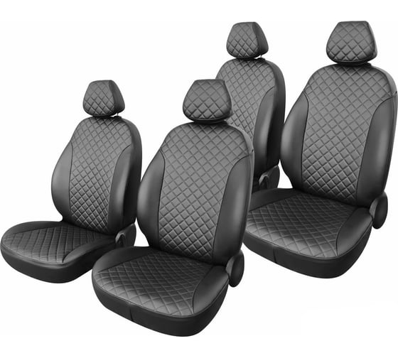 Изображение товара Чехлы на сиденья DEFLY Honda Freed, 2011-2016, 4 места, капитанские кресла, экокожа черная/ромб перфорация Hon10-5-2KR