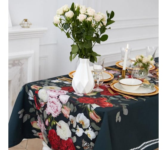 Изображение товара Скатерть Этель Flowers 220x147 см, 100% хлопок, саржа 190 г/м2 4645859