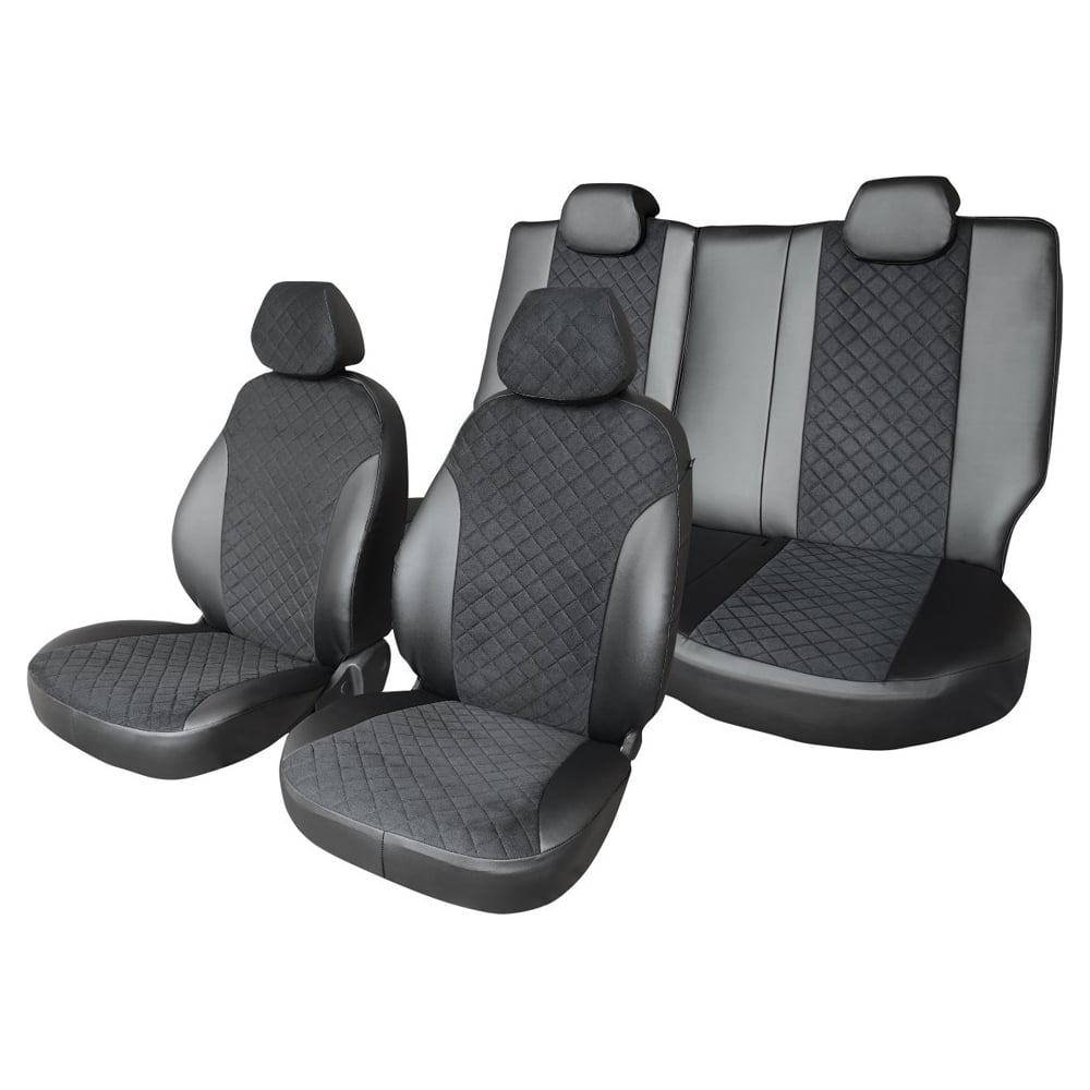 Изображение товара Чехлы на сиденья DEFLY для Nissan Note (E12) 2012-2020 из экокожи черные перфорация ромб
